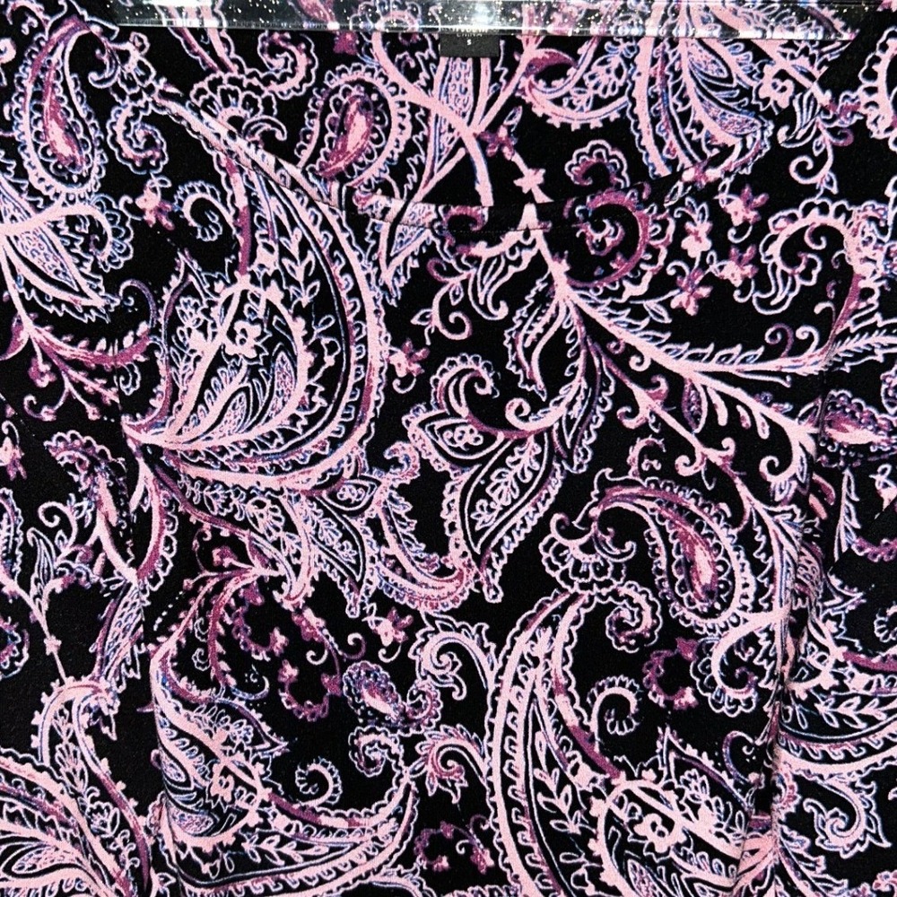 J.Jill Wearever Black Lavender Paisley Print Scoop Neck 3/4 Sleeve Dress Small - Picture 2 of 7